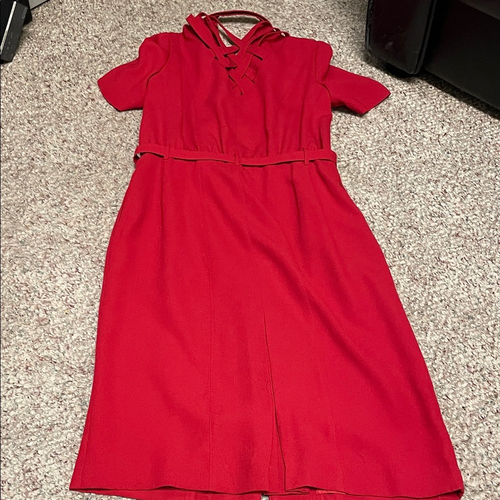 Vintage 90s cut out lion head Button-Down belted Dress- Versace vibes - Picture 12 of 13